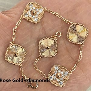 with Diamond designer bracelet 20 Colors Fashion Classic 4 Four Leaf Clover Charm Bracelets Bangle Chain Agate Shell Wedding cjewe258S