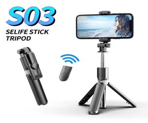 S03 K07 Monopodi selfie a 360 gradi Monopode Bluetooth Selfie Stick Bluetooth per ios Android Smartphone Desktop Trippod Holder 5267258