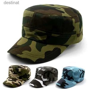 Wide Brim Hats Bucket Hats New Adjustable Flat Top Camouflage Hat Outdoor Sports Sun Protection Hat Sunscreen Baseball Cap Hiking Cap Military Training CapL231221