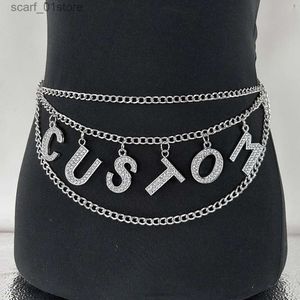 Bel Zincir Kemer Rhinestone Seksi Büyük Harf Durumu Bel Zinciri Kadınlar Punk Özel Kelime Adı Bel Kuşak Bo Zincir Cosplay Jewelryl231221