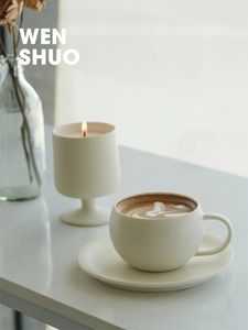 Wenshuo с закругленной яйцом формы яйца Coffee Cup Sucer Sets Ceramic Coffee Cup 8,45 унции для капучино латте Mocha 231221