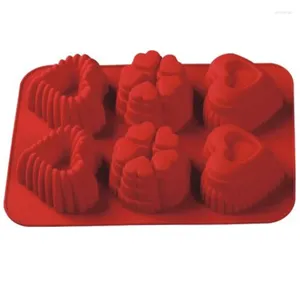 Bakningsformar 32 23 4,2 cm stor silikonform 6 Kavitet Olika hjärtform Fondant Cake Mold Wear Decorating Tools