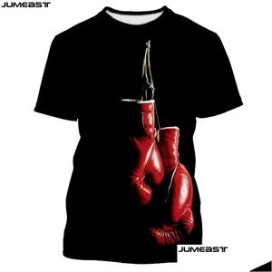 Herren-T-Shirts Jumeast Brand Männer Frauen 3D-gedruckte T-Shirt Hängende Boxhandschuhe Kurzarm Fashion T-Shirt Sport Plover Summer Tops Dhgaj