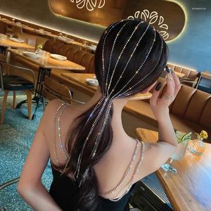 Hair Clips Luxury Shining Full Rhinestone Headband For Women Long Tassel Crystal HairClip Wedding Party Accessories Jewelry