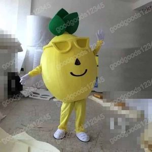 Bonito amarelo limão mascote trajes natal personagem dos desenhos animados terno terno personagem carnaval natal halloween adultos tamanho festa de aniversário ao ar livre outfit