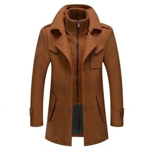 Autumn/Winter Men's Business Woolen Coat Fashion Double Collar Cold Resistant Woolen Coat Högkvalitativ ullrockstorlek 5XL 231220