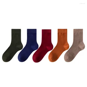 Men's Socks Mid-calf Solid Color Fall And Winter Warm Anti-bacterial Models