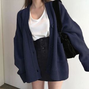 Sonbahar Kadın Kazak Modası V Yastık Vintage Örme Koreli Kore Gevşek Katı Sweaters Kadın 231220