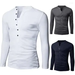 Men's Casual Shirts Autumn Long Sleeved T-shirt Fashion Slim Fit Front Colored Solid Underlay Shirt