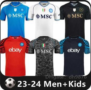 Поклонники вершины Tees Maradona 23 24 Sopoli Soccer Jerseys Naples для взрослых, игра, специальная футбольная рубашка, 2023 2024 мужчина детский Kit Kit Koulibaly, Kvaratskhelia Osimhen Loza