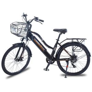 Nya elektriska cykelkvinnor Elektriska cyklar 36V 350W 35 km/h 26 tum Mountain Electric City Cykel med avtagbar batteri/korg