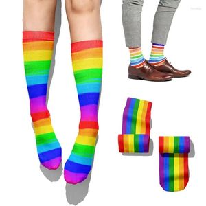 Calzini da uomo Pride Cotton per donna uomo Harajuku colorato arcobaleno a righe alto primavera autunno casual calzino alto alla caviglia Unsex