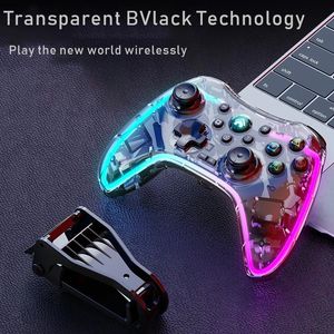 Transparent Wireless Game Handle Gamepad Wireless Bluetooth Game Controller Colorful Light Crystal Gamepad for Switch Android PC 231220