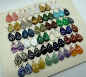 Pendientes colgantes Piedra natural Gotas de agua Turquesas Ojo de tigre Ópalo Pendiente de cristal de cuarzo Colgante para accesorios de fabricación de joyas Diy