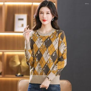 Women's Sweaters England Style Women Classical Plaid Pullover Sweater Purple Coffee Beige Red Argyle Knitwear Retro Plain Jersey Autumn