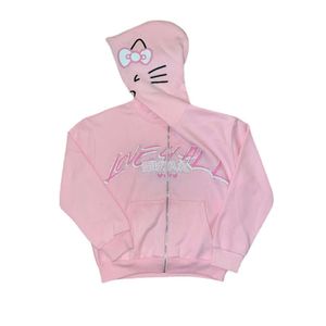 Erkek Hoodies Sweatshirts Yeni Y2K Zipper Hoodie Sonbahar ve Kış 2024 Harajuku Sevimli Çizgi Flash Elmas Baskılı Gotik Sweatshirt Erkekler ve Kadınlar için.