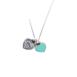 Designer Brand Heart Necklace Love Key Female Tiffays shaped English Hanging Tag Rose Gold Lock Bone With logo