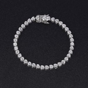 Trendiga hjärta 3mm Moissanite Diamond Bangle Armband Real 925 Sterling Silver Wedding Armband för kvinnor Män engagemangsmycken