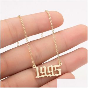 Pendant Necklaces Personalized Handmade Year Number Necklaces Custom Birth Necklace Initial Pendants For Women Girls Special Jewelry D Dhdzw