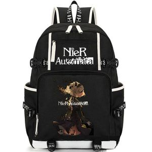 YORHA Backpack Nier Automata Daypack No 2 Tipo B Bag de bolsa escolar Mochila impressão Rucksack Pacote de dia de bolsa escolar casual