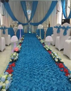 Tapis Rose Yeni 356m uzunluğunda saten kumaş 3D Gül Çiçek Koridoru Runner Evlilik Halı Perdesi Düğün Partisi Dekorasyonu19744227