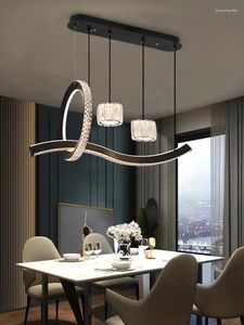 Candeliers Modern Minimalist Restaurant Chandelier Long Strip Home Light Luxury Sushing Lamp Room Boar Table Table Crystal