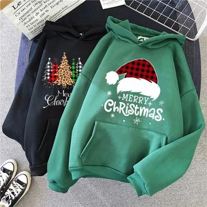 Sevimli Geyik Sweatshirt Menwomen Yıl Merry Christmas Hoodie Leopar Ekose Ağaç Tops Unisex Grafik Y2K Street Giyim Erkek 231221