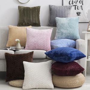 43x43cm Nordic Short Plush Cushion Cover Solid Color Throw Pillow Case Sofa Decorative Lumbar Home Decor Pillowcase 231221