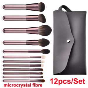 12 pezzi Set di pennelli per trucco + Tote Bag Pennello per ombretto Kit di pennelli per contorno in polvere Strumenti per cosmetici di bellezza Pennello per correttore Pennelli per fondotinta BJ