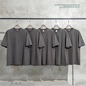 メンズTシャツヴィンゲートメン270GSMウォッシュコットンTシャツユニセックスレトロルーズリッピングリッピングデスペクトシャツブランドトップ