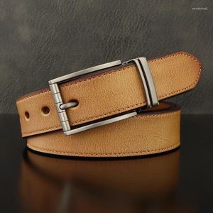 Paski projektant mężczyzn Pin Bluckle Fancy Vintage Cowskin Full Grain Skórzanie Młodsza mężczyzna Casual Cowby Cinto Masculino