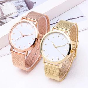 Wristwatches Luxury Top Brand Women Watch Fashion Rose Gold Ultra-thin Quartz Metal Mesh Band Simple Elegant Ladies Clock Montres Femme