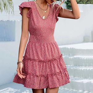 Casual Dresses Women's Summer Sexy V Neck frilly dot klänning