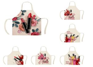 Cartoon Cute Nail Polish Cotton And Linen Apron Kitchen Household Cooking Cleaning Tools Table Skirt1308103