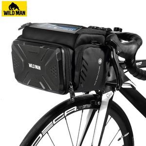 Wild man saco de bicicleta grande capacidade à prova dwaterproof água tubo dianteiro saco ciclismo mtb guiador saco dianteiro tronco pannier pacote acessórios da bicicleta 231220