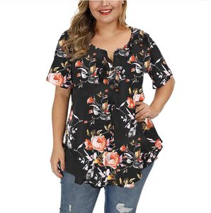 T-shirt stor storlek sommarkvinna t-shirt bohemia smal kort ärm tryckt tshirts kvinnlig fett mm plus size kvinnor kläder stora storlek toppar