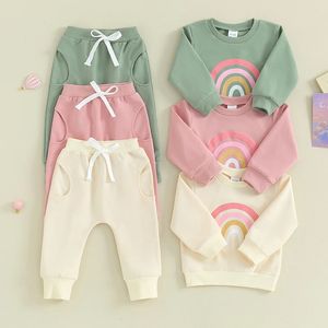 2023 09 04 Lioraitiin 3 M 3Y Neonate Ragazzi Vestiti Maglione oversize Pantaloni lunghi Infantile Bambino Autunno Inverno Arcobaleno Abiti 231220