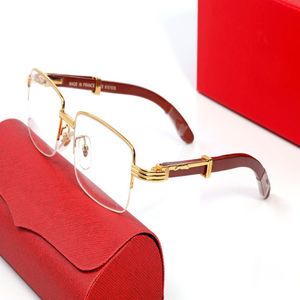 Neue Fahrbrille Sonnenbrille für Männer Holz Bambus halbfleischlosen Mode Sport Sonnenbrille Frauen klare Linsen Gold Wellenmetall Rahmen 273t