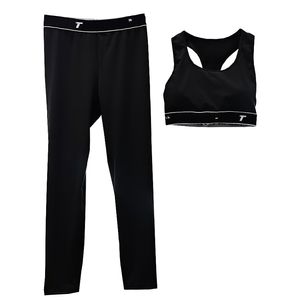 Designerin Black Sport Outfit Frauen Sommer Yoga Tanktop Leggings Hosen Briefdruck Fitnesshose Sexy gepolstert Crop Top