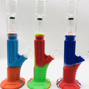 Bong in vetro da 15 pollici con percolatore Hooka in gel di silice, 3 colori, giunto da 14 mm con ciotola