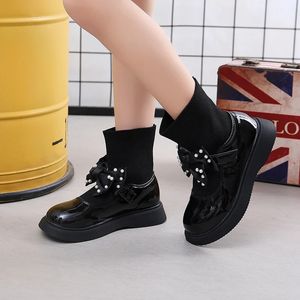 Bow Autumn Winter Kids Fashion Sneakers For Children'S Socks Stretch School Cute Shoe Ankle Boots For Kid Girl Big Girls 12 231221