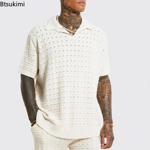 2023 Wiosna Sweter męski koszulka polo z krótkim rękawem Business Man Solid Knitting Casual Tees Tops Shirts Mężczyzna 231221