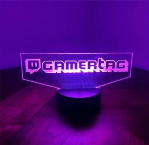 Personalized Gamer Tag 3D LED Night Light for Twitch Laser Engraving Custom Username Neon Sign Lamp for Gaming Room Decor 2206234695309