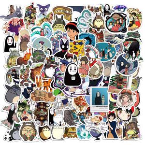 100st japanska animationsklistermärken Miyazaki Hayao Anime Spirited Away Totoro Sticker Guitar Suitcase Water Bottle Refrigerator Diy Decals Kids Graffiti Toy