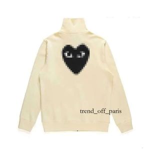 CDG Hoodie Designer Erkek Hoodies Commes Com Des Garcons Sweatshirt Mockneck Oynayın Büyük Kalp Hoodie Tam Zip Up Bej Marka 5BUW 681 718