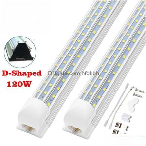 LED-Röhrchen V-förmig 2ft 4ft 6ft 8 Fuß Kühlertür T8 Integrierte LED-Röhre 120W D-förmige Triple Row Lights Leuchte in den USA für Shop DHJFI