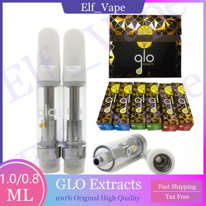 Glo Extracts Vape Carts Packaging Newest Atomizers 0.8ml 1.0ml Ceramic Coil Empty Cartridges Multiple Strains with New Design vape pen