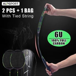 Badminton String Alpsport FN 2PCSLOT Rackets med kulväska och 6U 72G 100 kolfiber Specialiserat foder 231208 231221