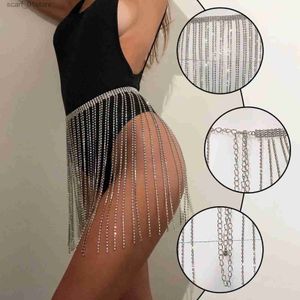 Bel zincir kemerler seksi lüks bling rhinestone kemerleri uzun püskül saçak kemer altın kristal zincir düğün gelin kemer str Str kadınlar için kemer kek u0b5l231221