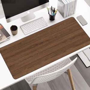 Mouse Pads Wrist Rests Wood Grain Large Mouse Pad with Non-slip Rubber Base Stitched Edges Computer Keyboard Desk Pad Desk Decoration 40x90cmL231221